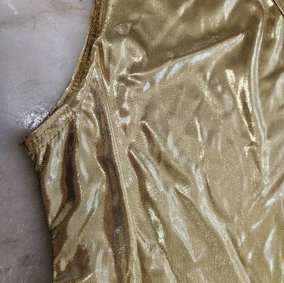 NEW Danzcue Asymmetrical Dance Sholder Dress, Size L-XL, Golden - Picture 10 of 11